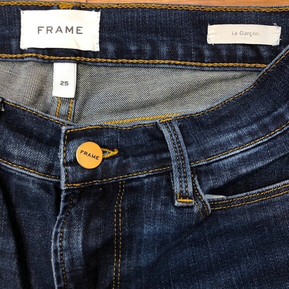 Frame Le Garcon Mid Rise Straight Leg Blue Jeans Size 25 - Picture 5 of 6